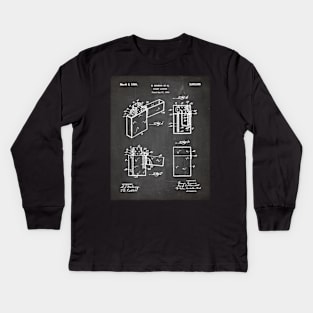 Zippo Lighter Patent - Smoking Smoker Smoke Vape Shop Art - Black Chalkboard Kids Long Sleeve T-Shirt